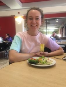 Johnna McGlaughlin eating an average vegetarian meal in the University’s commons. 